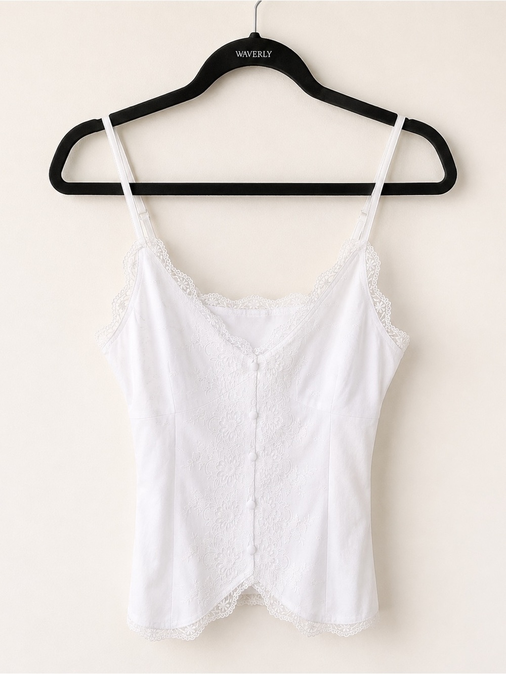 Princess Polly White Lace Button Front Cami Top Y2K Size 4